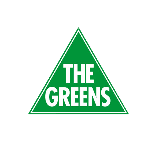 The Greens Political Party Green triangular logo