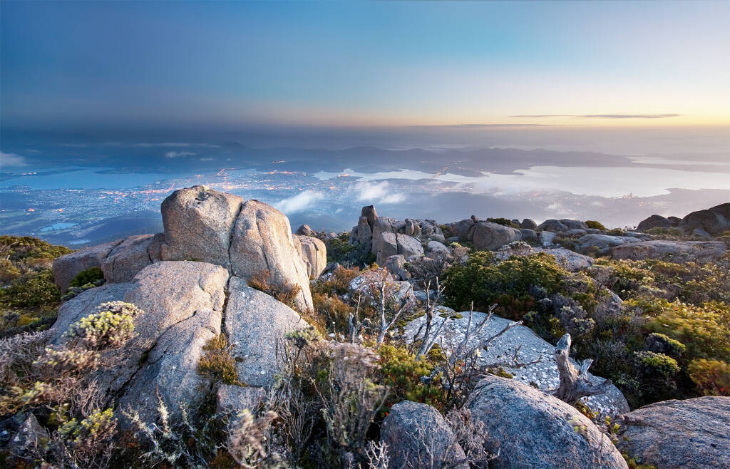 View of Hobart from Mount Wellington, Tasmania.