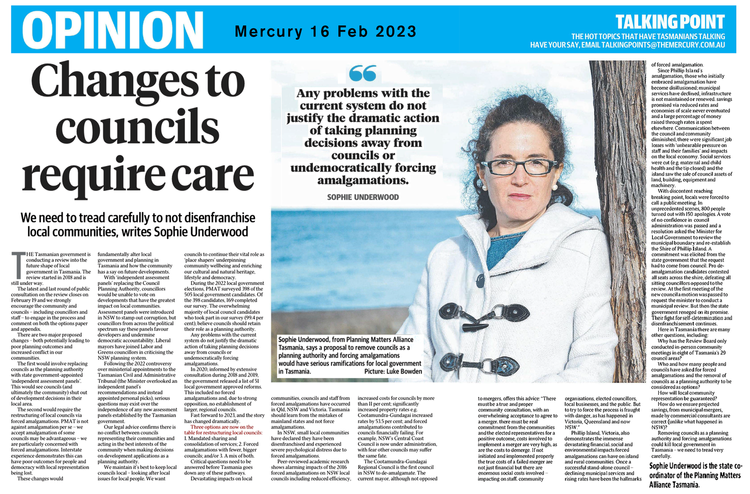 Mercury Newspaper Article: "Changes to Councils require care."