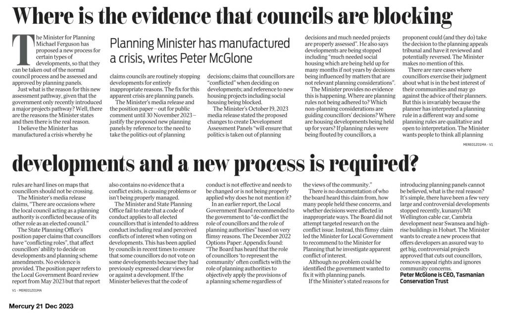 Mercury Opinion Piece: WHERE IS THE EVIDENCE THAT COUNCILS ARE BLOCKING DEVELOPMENTS AND A NEW PROCESS IS REQUIRED?