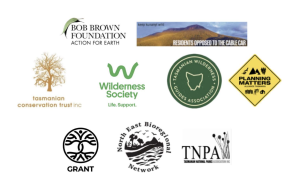 Wilderness Society Logo, Bob Brown Foundation Logo, PMAT Logo, Grant Logo, Save Kuanyi Logo